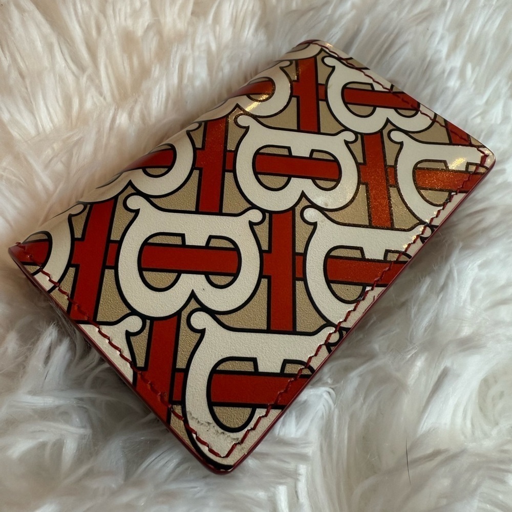 Burberry Calfskin Monogram Jessie Chain Card Case Vermillion 2019 - Picture 5 of 9